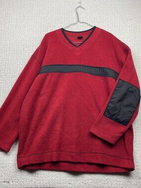VTG Cherokee Sweater Men XL Red Pullover Polar Fleece V-Neck Outdoor Gorpcore
